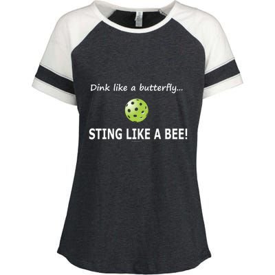 Pickleball Dink like a butterfly Sting Like A Bee Enza Ladies Jersey Colorblock Tee