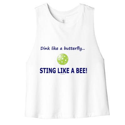 Pickleball Dink like a butterfly Sting Like A Bee Women's Racerback Cropped Tank