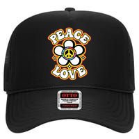 PEACE SIGN LOVE Shirt 60s 70s Tie Dye Hippie Costume Premium High Crown Mesh Back Trucker Hat