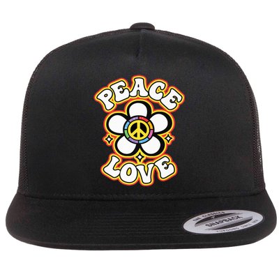 PEACE SIGN LOVE Shirt 60s 70s Tie Dye Hippie Costume Premium Flat Bill Trucker Hat