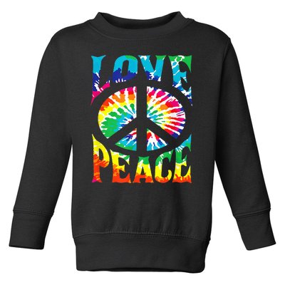 PEACE SIGN LOVE 60s 70s Tie Dye Hippie Halloween Costume Toddler Sweatshirt