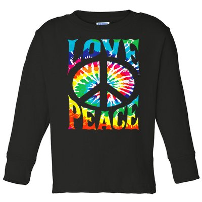 PEACE SIGN LOVE 60s 70s Tie Dye Hippie Halloween Costume Toddler Long Sleeve Shirt