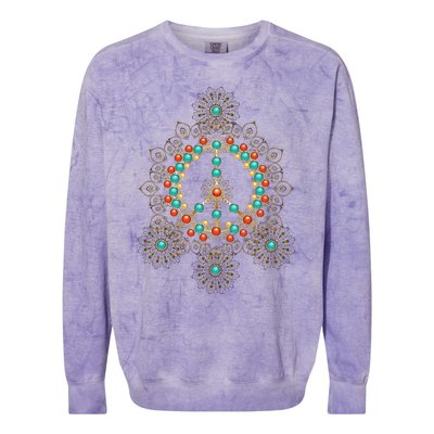 PEACE SIGN LOVE 60s 70s Tie Dye Hippie Halloween Costume Colorblast Crewneck Sweatshirt