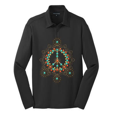 PEACE SIGN LOVE 60s 70s Tie Dye Hippie Halloween Costume Silk Touch Performance Long Sleeve Polo