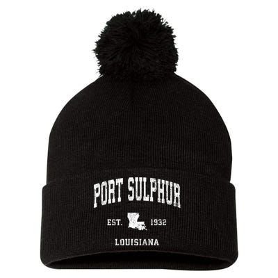 Port Sulphur Louisiana La Vintage Athletic Pom Pom 12in Knit Beanie