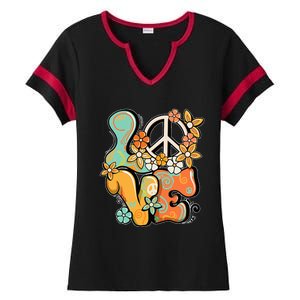 Peace Sign Love 60s 70s Costume Groovy Hippie Theme Party Ladies Halftime Notch Neck Tee