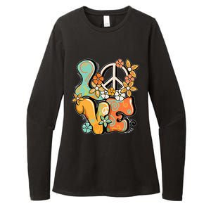 Peace Sign Love 60s 70s Costume Groovy Hippie Theme Party Womens CVC Long Sleeve Shirt