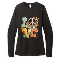 Peace Sign Love 60s 70s Costume Groovy Hippie Theme Party Womens CVC Long Sleeve Shirt