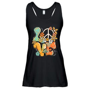 Peace Sign Love 60s 70s Costume Groovy Hippie Theme Party Ladies Essential Flowy Tank