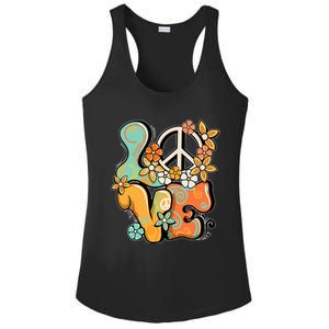 Peace Sign Love 60s 70s Costume Groovy Hippie Theme Party Ladies PosiCharge Competitor Racerback Tank