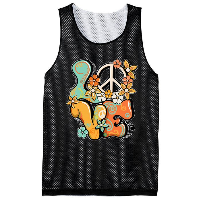 Peace Sign Love 60s 70s Costume Groovy Hippie Theme Party Mesh Reversible Basketball Jersey Tank