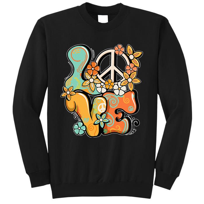 Peace Sign Love 60s 70s Costume Groovy Hippie Theme Party Tall Sweatshirt