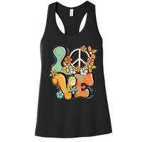 Peace Sign Love 60s 70s Costume Groovy Hippie Theme Party Women's Racerback Tank