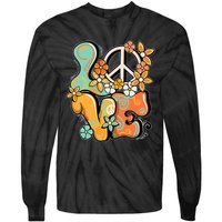 Peace Sign Love 60s 70s Costume Groovy Hippie Theme Party Tie-Dye Long Sleeve Shirt