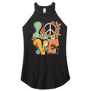 Peace Sign Love 60s 70s Costume Groovy Hippie Theme Party Women's Perfect Tri Rocker Tank