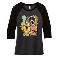 Peace Sign Love 60s 70s Costume Groovy Hippie Theme Party Women's Tri-Blend 3/4-Sleeve Raglan Shirt