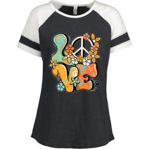 Peace Sign Love 60s 70s Costume Groovy Hippie Theme Party Enza Ladies Jersey Colorblock Tee