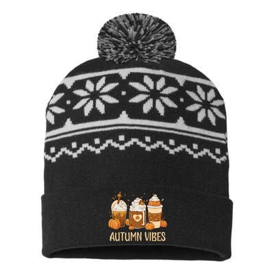 Pumpkin Spice Latte Fall Autumn Vibes Pumpkin Spice Coffee USA-Made Snowflake Beanie