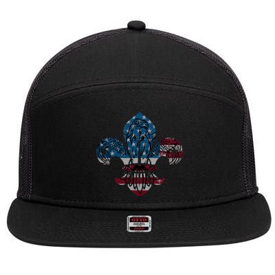 Patriotic Scout Logo Scouting Lover Us Flag Eagle Cool Gift 7 Panel Mesh Trucker Snapback Hat