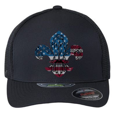 Patriotic Scout Logo Scouting Lover Us Flag Eagle Cool Gift Flexfit Unipanel Trucker Cap