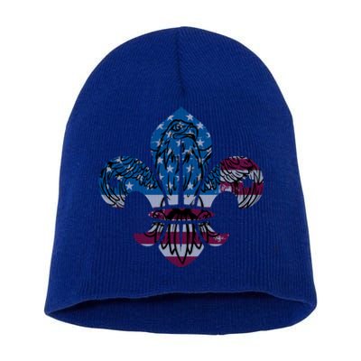 Patriotic Scout Logo Scouting Lover Us Flag Eagle Cool Gift Short Acrylic Beanie