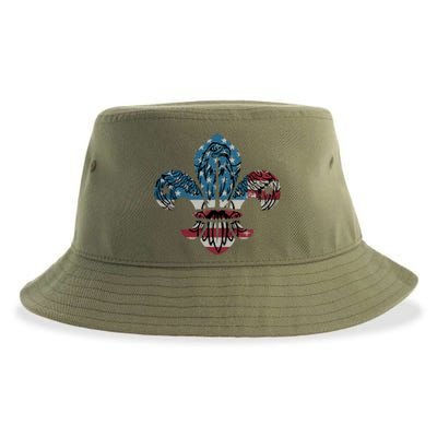 Patriotic Scout Logo Scouting Lover Us Flag Eagle Cool Gift Sustainable Bucket Hat