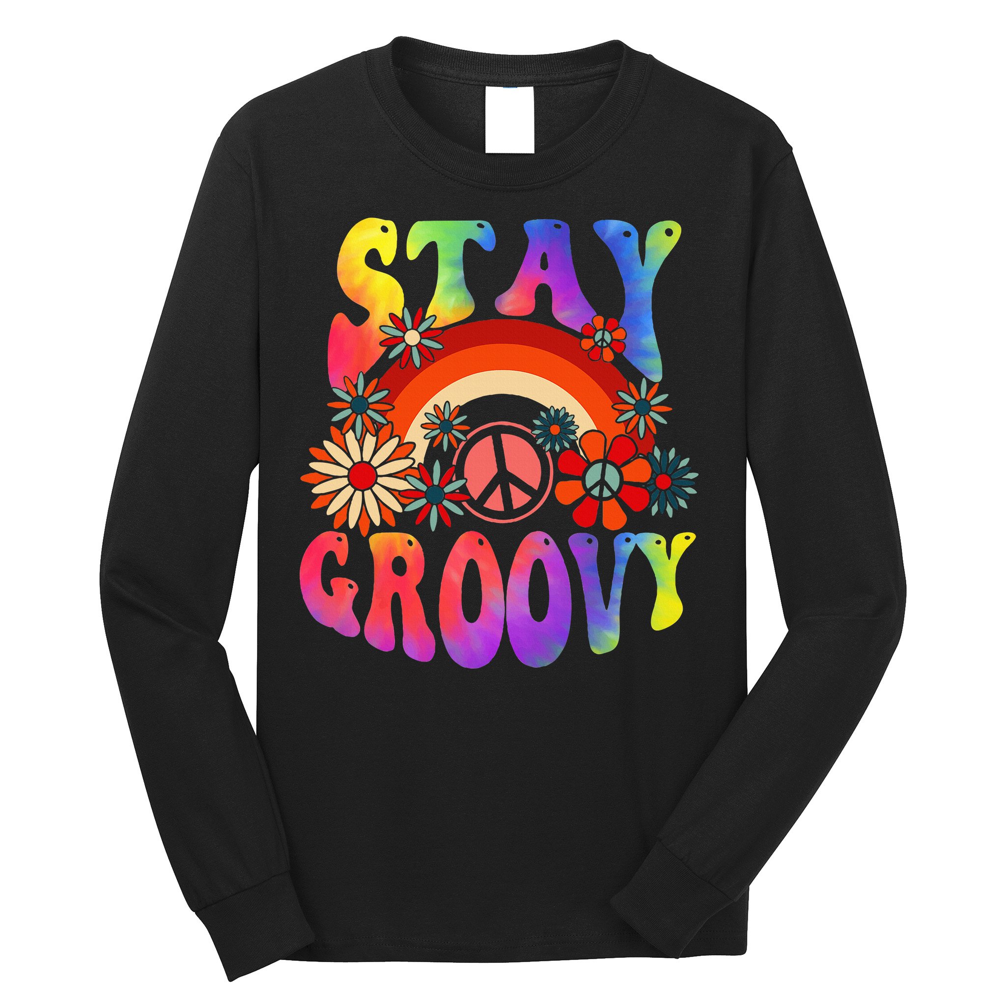 Peace Sign Love Tie Dye Hippie Halloween Costume Long Sleeve Shirt