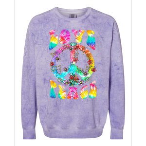 PEACE SIGN LOVE 60s 70s Tie Dye Hippie Costume Colorblast Crewneck Sweatshirt