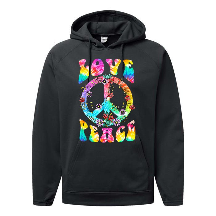 PEACE SIGN LOVE 60s 70s Tie Dye Hippie Costume Performance Fleece Hoodie