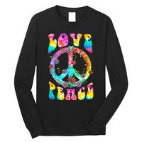 PEACE SIGN LOVE 60s 70s Tie Dye Hippie Costume Long Sleeve Shirt