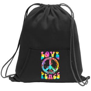 PEACE SIGN LOVE 60s 70s Tie Dye Hippie Costume Sweatshirt Cinch Pack Bag