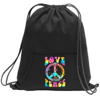 PEACE SIGN LOVE 60s 70s Tie Dye Hippie Costume Sweatshirt Cinch Pack Bag