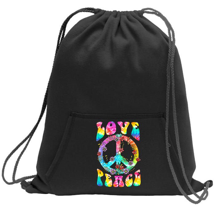 PEACE SIGN LOVE 60s 70s Tie Dye Hippie Costume Sweatshirt Cinch Pack Bag