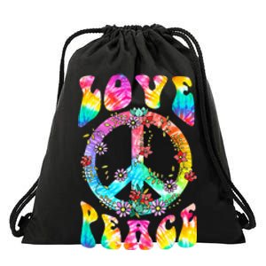 PEACE SIGN LOVE 60s 70s Tie Dye Hippie Costume Drawstring Bag