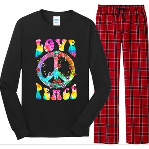 PEACE SIGN LOVE 60s 70s Tie Dye Hippie Costume Long Sleeve Pajama Set