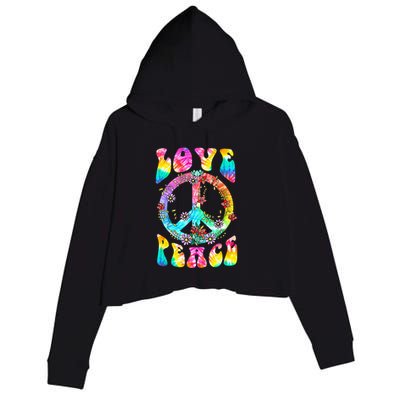 PEACE SIGN LOVE 60s 70s Tie Dye Hippie Costume Crop Fleece Hoodie