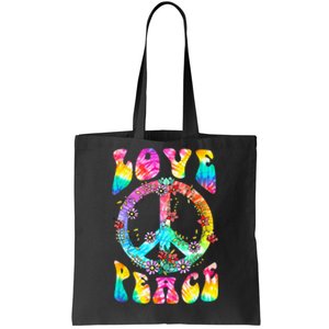 PEACE SIGN LOVE 60s 70s Tie Dye Hippie Costume Tote Bag