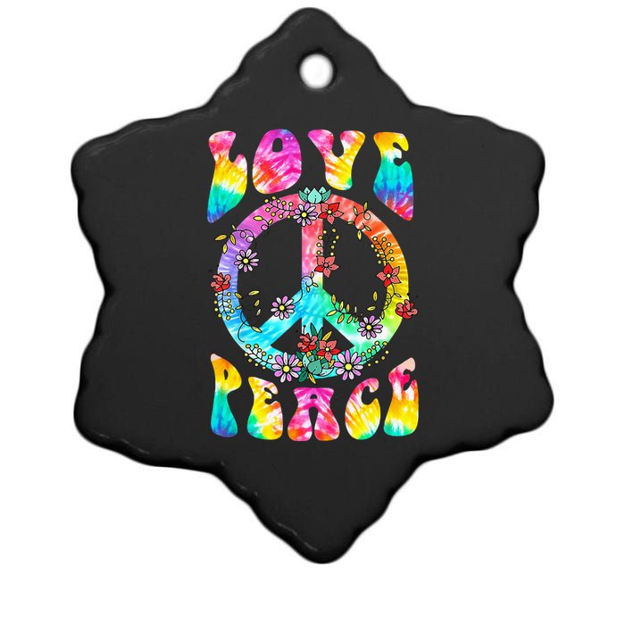 PEACE SIGN LOVE 60s 70s Tie Dye Hippie Costume Ceramic Star Ornament