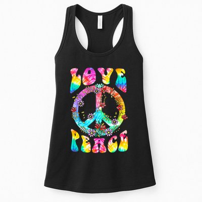 PEACE SIGN LOVE 60s 70s Tie Dye Hippie Costume Womens Tank Top
