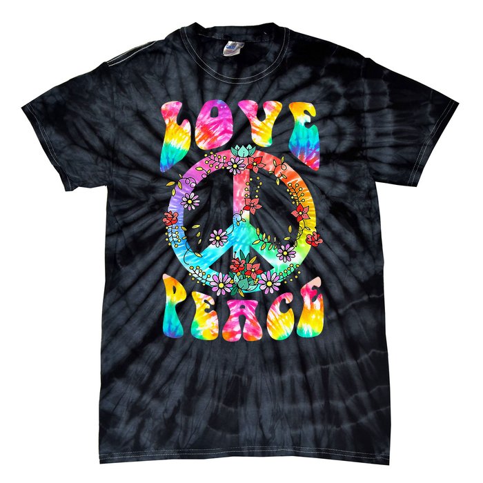 PEACE SIGN LOVE 60s 70s Tie Dye Hippie Costume Tie-Dye T-Shirt