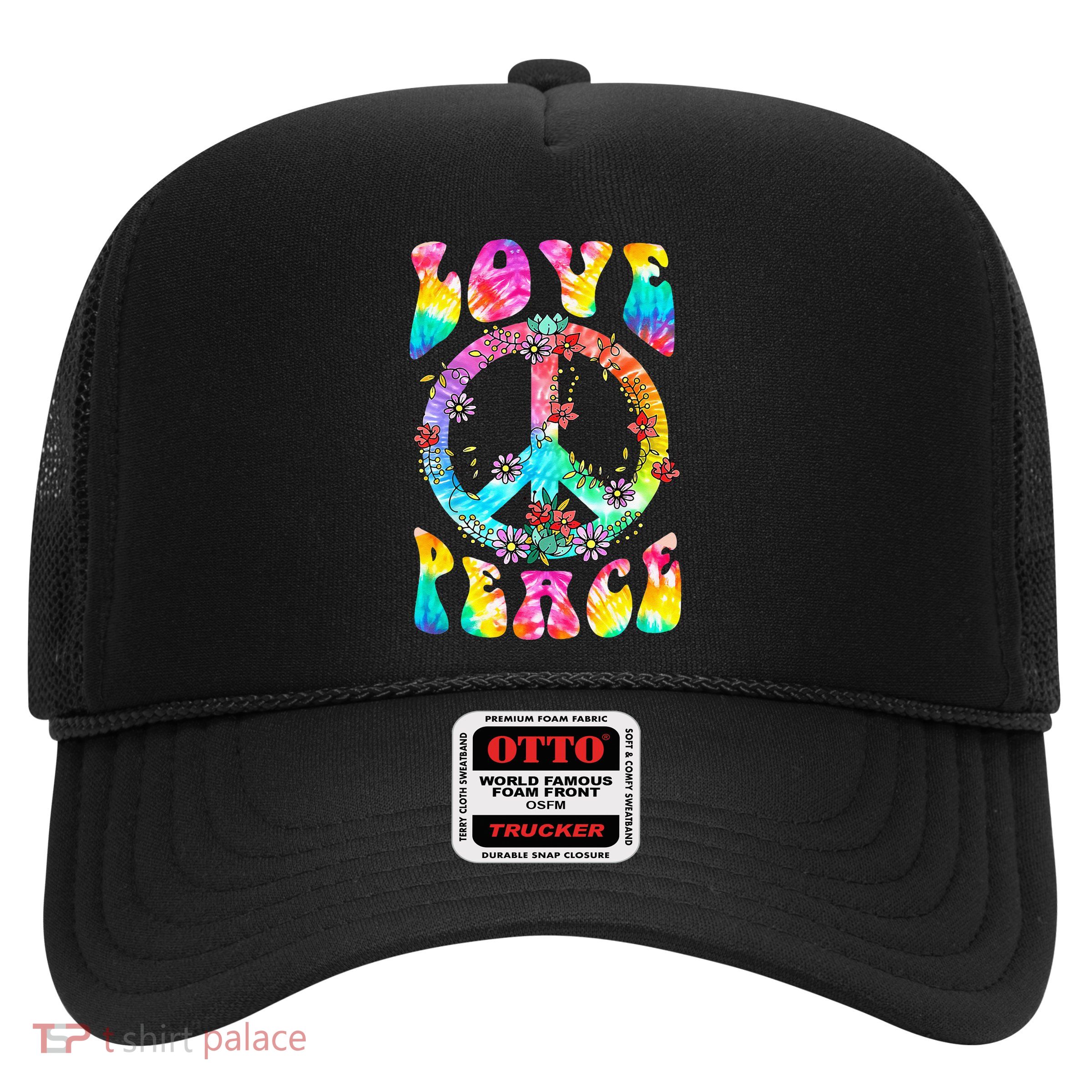 PEACE SIGN LOVE 60s 70s Tie Dye Hippie Costume Trucker Hat