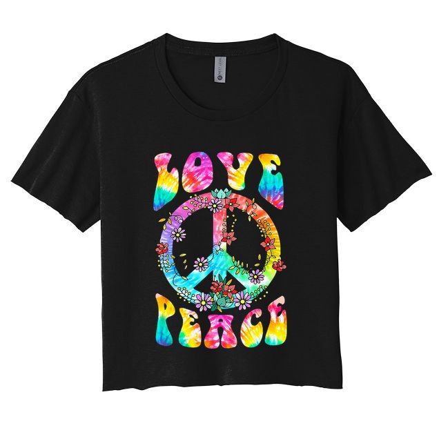 PEACE SIGN LOVE 60s 70s Tie Dye Hippie Costume Crop Top