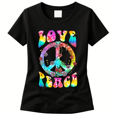 PEACE SIGN LOVE 60s 70s Tie Dye Hippie Costume Womens T-Shirt
