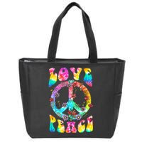 PEACE SIGN LOVE 60s 70s Tie Dye Hippie Costume Zip Tote Bag