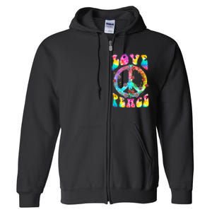 PEACE SIGN LOVE 60s 70s Tie Dye Hippie Costume Full Zip Hoodie