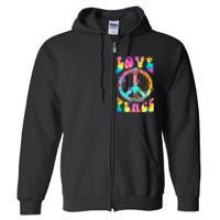 PEACE SIGN LOVE 60s 70s Tie Dye Hippie Costume Full Zip Hoodie