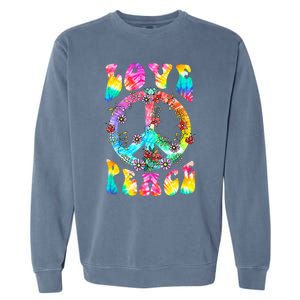 PEACE SIGN LOVE 60s 70s Tie Dye Hippie Costume Garment-Dyed Sweatshirt