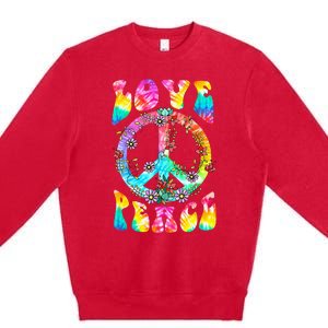 PEACE SIGN LOVE 60s 70s Tie Dye Hippie Costume Premium Crewneck Sweatshirt