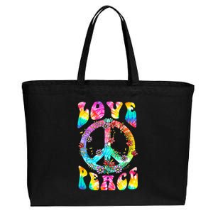 PEACE SIGN LOVE 60s 70s Tie Dye Hippie Costume Cotton Canvas Jumbo Tote