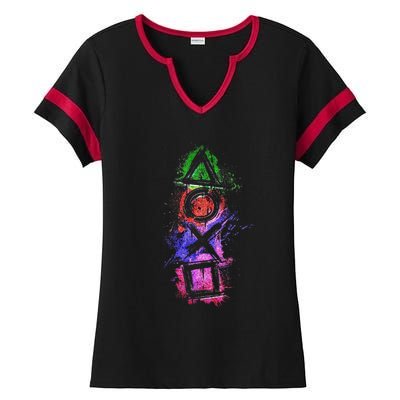 Playstation Symbol Logo Ladies Halftime Notch Neck Tee